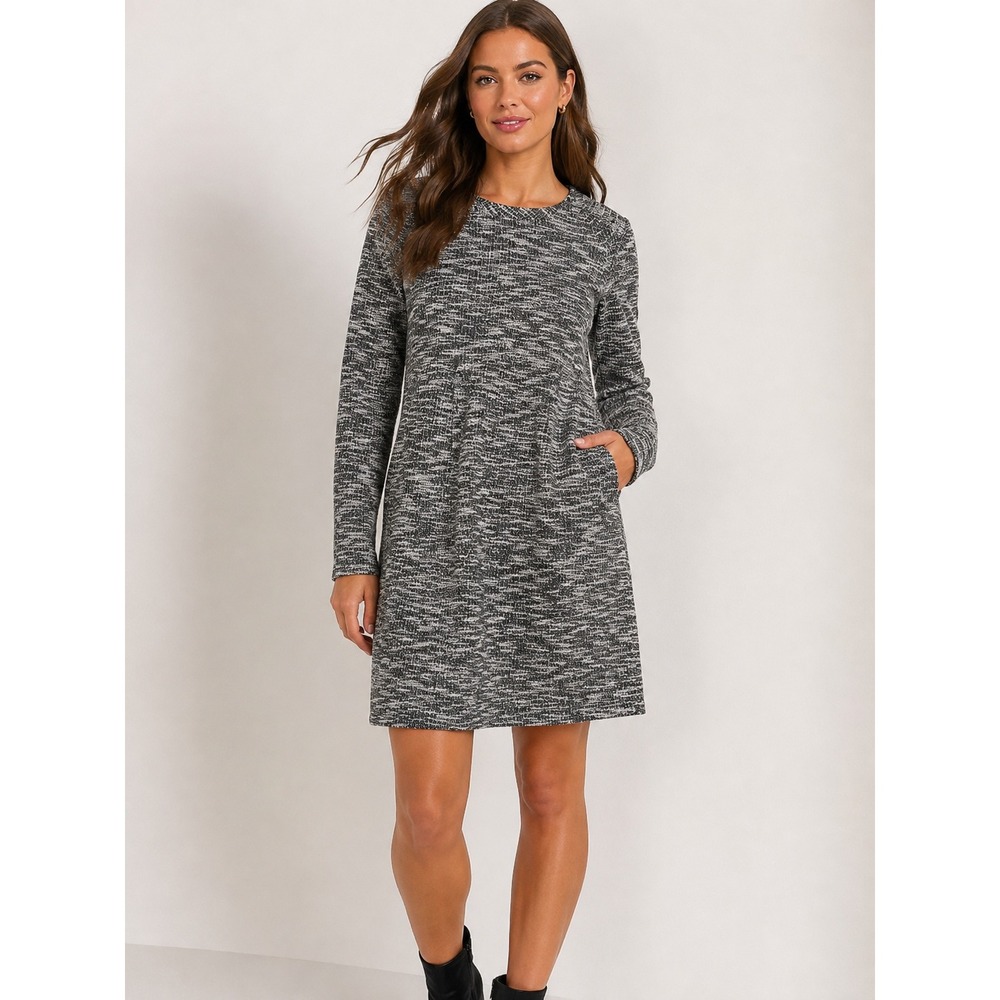 Collective Concepts Annie Dress Heather Grey Long Sleeve Shift Pocket size small